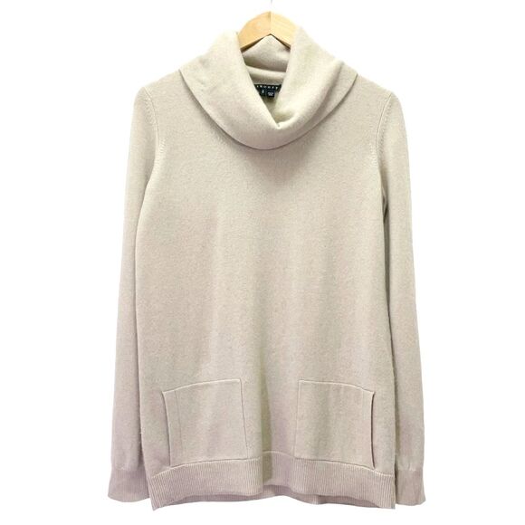Theory Royal Cashmere Cowl Neck Sweater Light Tan Jumper Turtleneck Size Small - Picture 5 of 15